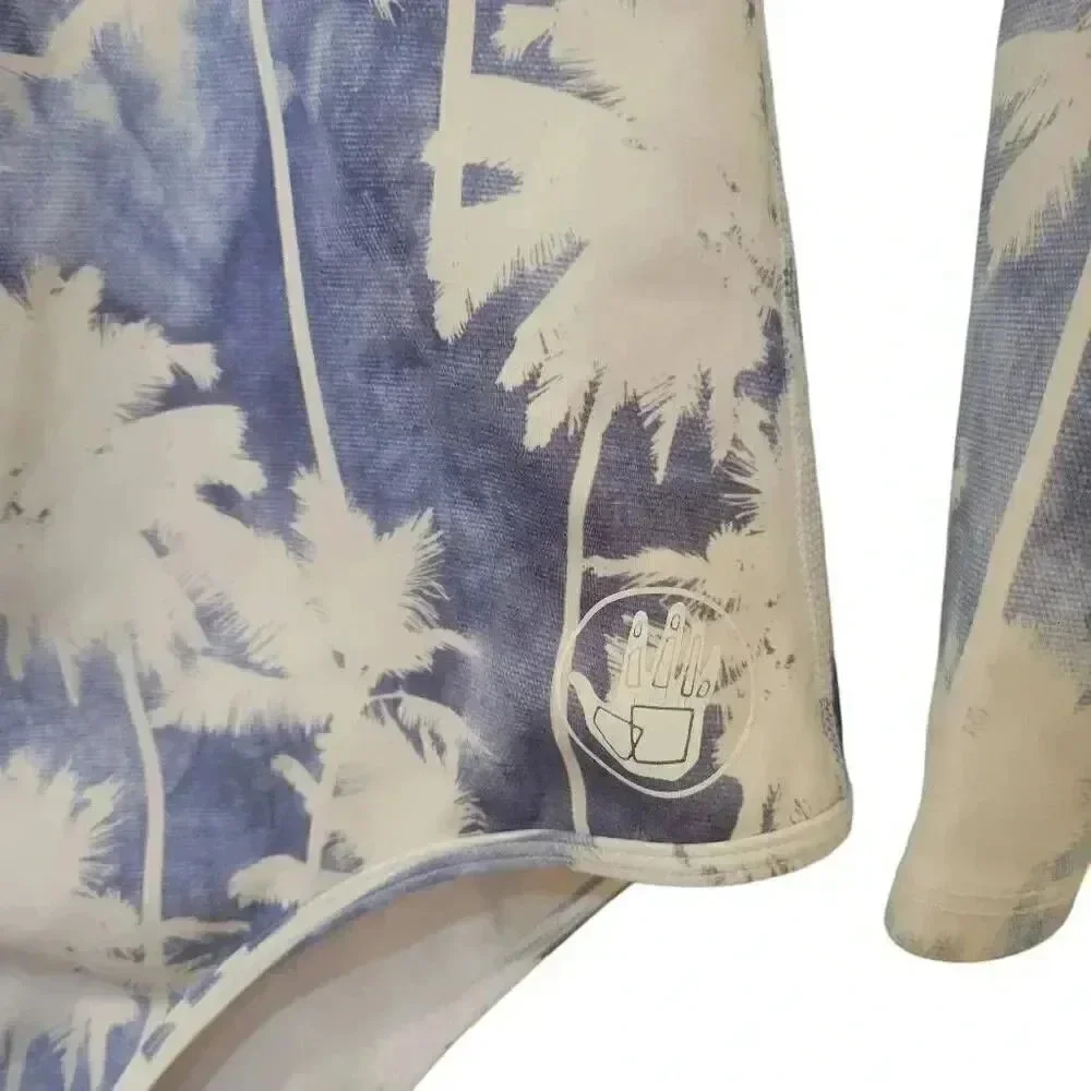Body Glove Women's White & Blue Nylon/Spandex Denim City Palm Print Standard Lon